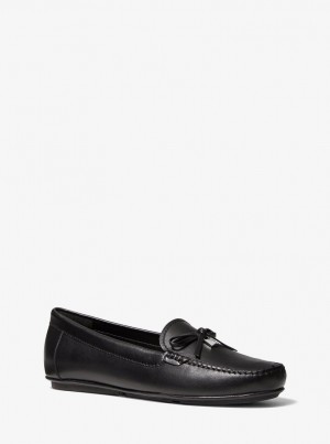 Michael Kors Juliette Leather Loafer Flache Schuhe Damen Schwarz | RL8197032