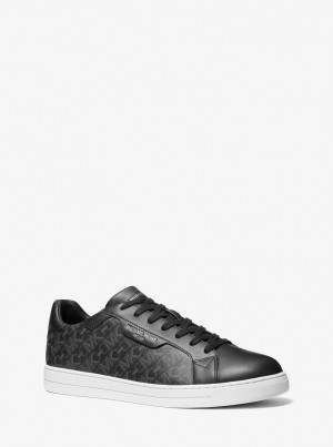 Michael Kors Keating Empire Signature Logo and Leather Sneaker Sneakers Herren Schwarz | AO4703269