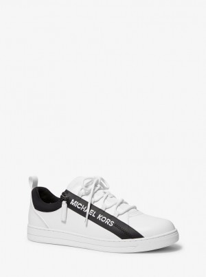 Michael Kors Keating Leather and Mesh Zip-Up Sneaker Sneakers Herren Weiß | XA1809346