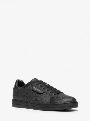 Michael Kors Keating Logo and Leather Sneaker Sneakers Herren Schwarz | PX6421375