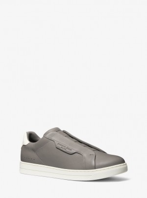 Michael Kors Keating Two-Tone Leather Slip-On Sneaker Sneakers Herren Grau | LC8243016