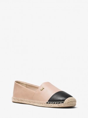 Michael Kors Kendrick Leather Slip-On Espadrille Flache Schuhe Damen Oyster/Blk | QP5893426