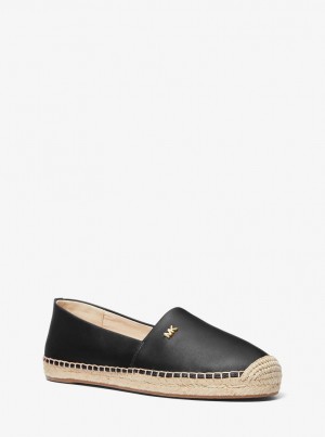 Michael Kors Kendrick Leather Slip-On Espadrille Espadrilles Damen Schwarz | PH7419632