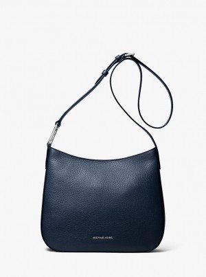 Michael Kors Kensington Large Pebbled Leather Crossbody Bag Umhängetasche Damen Navy | ZD2047895