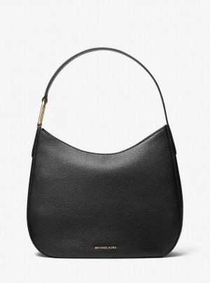 Michael Kors Kensington Large Pebbled Leather Hobo Shoulder Bag Schultertasche Damen Schwarz | ZX8543692