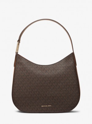 Michael Kors Kensington Large Signature Logo Hobo Shoulder Bag Schultertasche Damen Brn/Acorn | ML2367095