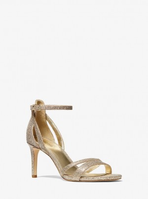 Michael Kors Kimberly Glitter Mesh Sandal Sandalen Damen Braun | LX5142306
