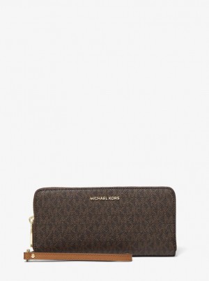 Michael Kors Large Logo Continental Wallet Geldbörse Damen Braun | LX5928431