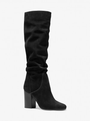 Michael Kors Leigh Suede Boot Stiefel Damen Schwarz | DE2794136