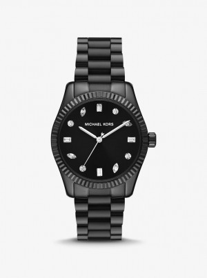 Michael Kors Lexington Pave Black-Tone Watch Black-tone Damen Schwarz | NC6037841