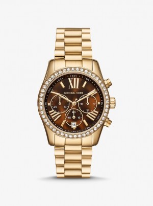 Michael Kors Lexington Pave Gold-Tone Watch Gold-tone Damen Gold | VN4367205