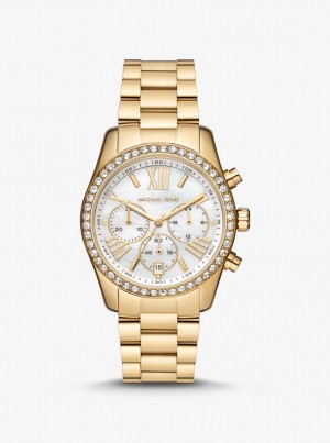 Michael Kors Lexington Pave Gold-Tone Watch Gold-tone Damen Gold | CN4921376