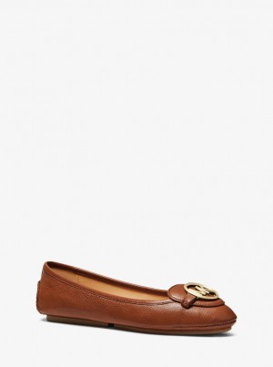 Michael Kors Lillie Leather Moccasin Flache Schuhe Damen Luggage | OI4018327
