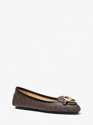Michael Kors Lillie Logo Moccasin Flache Schuhe Damen Braun | UR7468059