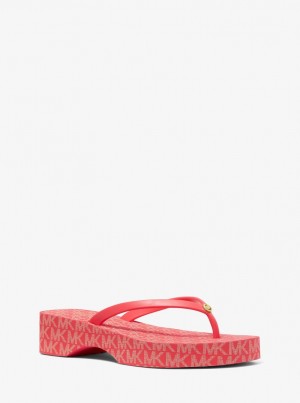 Michael Kors Lilo Logo PVC Platform Flip Flop Sandalen Damen Dahlia | EO9236517