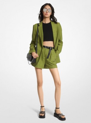 Michael Kors Linen Blend Boyfriend Blazer Jacken Damen Brt Limeade | QU9250847