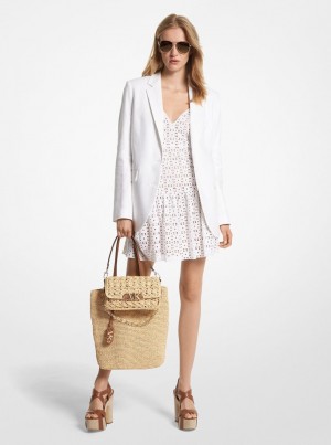 Michael Kors Linen Blend Boyfriend Blazer Jacken Damen Weiß | KL2309147