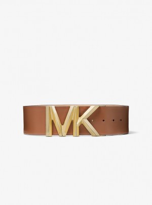 Michael Kors Logo Leather Waist Belt Gürtel Damen Luggage | QR3689012