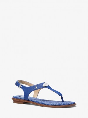 Michael Kors Logo Plate Sandal Sandalen Damen Tiefesblau | TH8417905