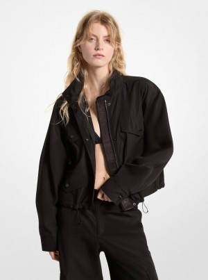 Michael Kors Logo Tape Woven Anorak Jacken Damen Schwarz | FZ8741350