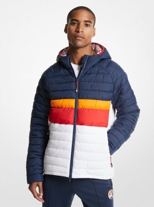 Michael Kors MK x ellesse Breckenridge Color-Blocked Quilted Nylon Puffer Jacket Jacken Herren Dress Blues | IN8106739