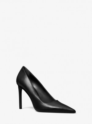 Michael Kors Martine Leather Pump Hohe Schuhe Damen Schwarz | VO9180462