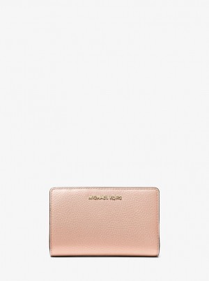 Michael Kors Medium Pebbled Leather Wallet Geldbörse Damen Rosa | JG8356719