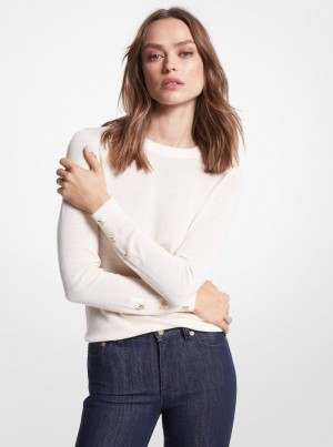 Michael Kors Merino Wool Blend Sweater Pullover Damen Beige | AS2631905