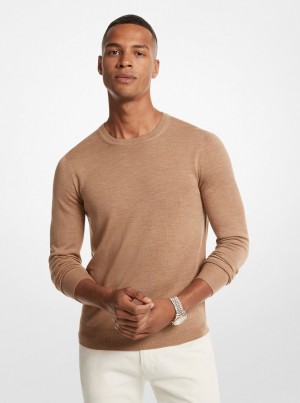 Michael Kors Merino Wool Sweater T-shirts Herren Dunkelbraun | UW1978320