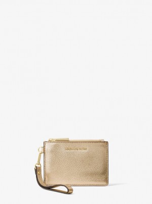 Michael Kors Metallic Leather Coin Purse Münzgeldbörsen Damen Gold | FR9537026