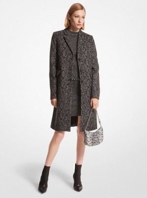 Michael Kors Metallic Snake Jacquard Coat Jacken Damen Schwarz Silber | IW5967408