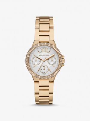 Michael Kors Mini Camille Pave Gold-Tone Watch Gold-tone Damen Gold | ZM2837654