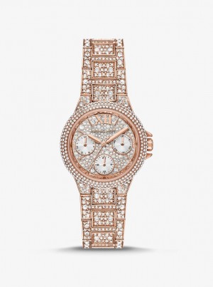 Michael Kors Mini Camille Pave Rose Gold-Tone Watch Rose Gold-tone Damen Rosa Gold | FS8296753