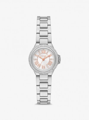 Michael Kors Mini Camille Pave Silver-Tone Watch Silver-tone Damen Silber | UO2596074