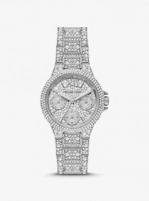 Michael Kors Mini Camille Pave Silver-Tone Watch Silver-tone Damen Silber | JN2964503