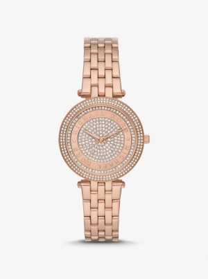 Michael Kors Mini Darci Pave Rose Gold-Tone Watch Gold-tone Damen Rosa Gold | ZF1204569