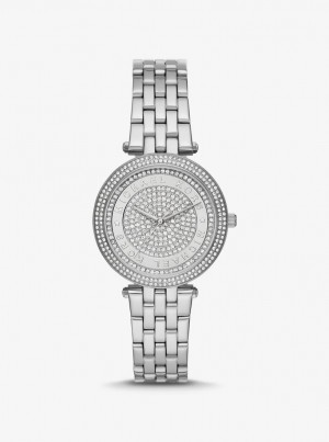 Michael Kors Mini Darci Pave Silver-Tone Watch Silver-tone Damen Silber | YN7315689