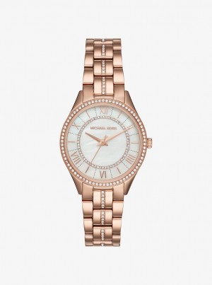 Michael Kors Mini Lauryn Pave Rose Gold-Tone Watch Rose Gold-tone Damen Rosa Gold | MK6732408