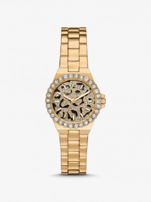 Michael Kors Mini Lennox Animal Pave Gold-Tone Watch Gold-tone Damen Gold | UK7928065