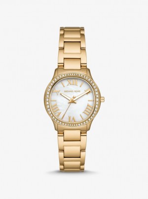 Michael Kors Mini Sage Pave Gold-Tone Watch Gold-tone Damen Gold | DL4183297