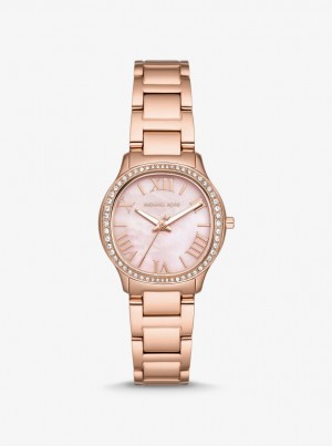Michael Kors Mini Sage Pave Rose Gold-Tone Watch Gold-tone Damen Rosa Gold | VT8236741
