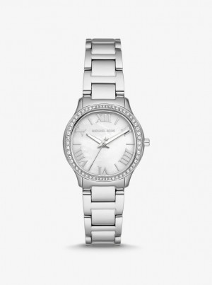 Michael Kors Mini Sage Pave Silver-Tone Watch Silver-tone Damen Silber | WB4532609