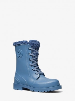 Michael Kors Montaigne Faux Shearling-Lined PVC Rain Boot Stiefeletten Damen Blau | VP3970548