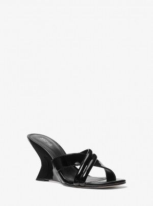 Michael Kors Nadina Patent Leather Mule Sandalen Damen Schwarz | KN2475091