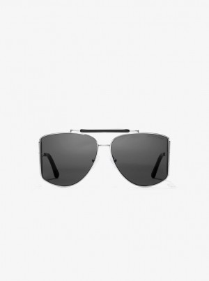 Michael Kors Nash Sunglasses Sonnenbrille Damen Schwarz Silber | ZU3207694