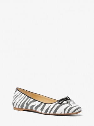 Michael Kors Nori Zebra Jacquard Ballet Flat Flache Schuhe Damen Schwarz | TR6583412