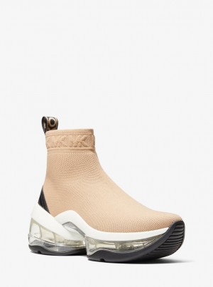 Michael Kors Olympia Extreme Stretch Knit Sock Sneaker Sneakers Damen Braun | KN2419568