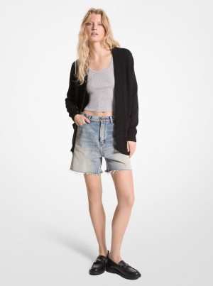 Michael Kors Organic Cotton Cardigan Pullover Damen Schwarz | GT3051964