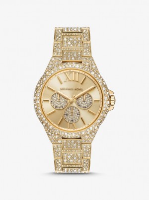 Michael Kors Oversized Camille Pave Gold-Tone Watch Oversized Damen Gold | MU4712836