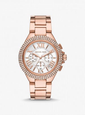 Michael Kors Oversized Camille Pave Rose Gold-Tone Watch Gold-tone Damen Rosa Gold | QY8163047